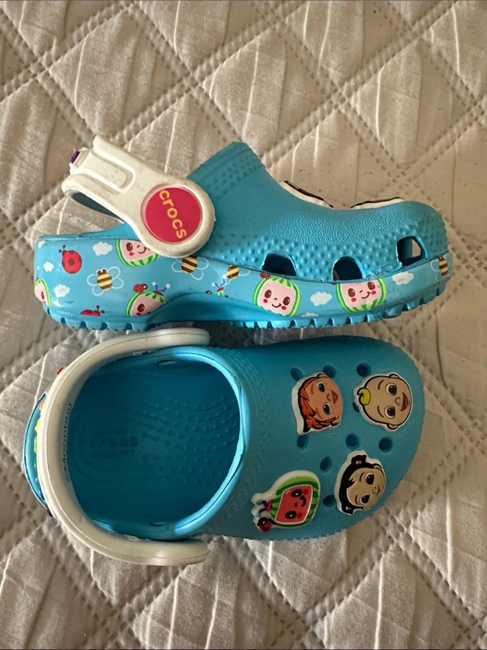 CROCS Kids Light Blue Clog Sandals with Character Jibbitz